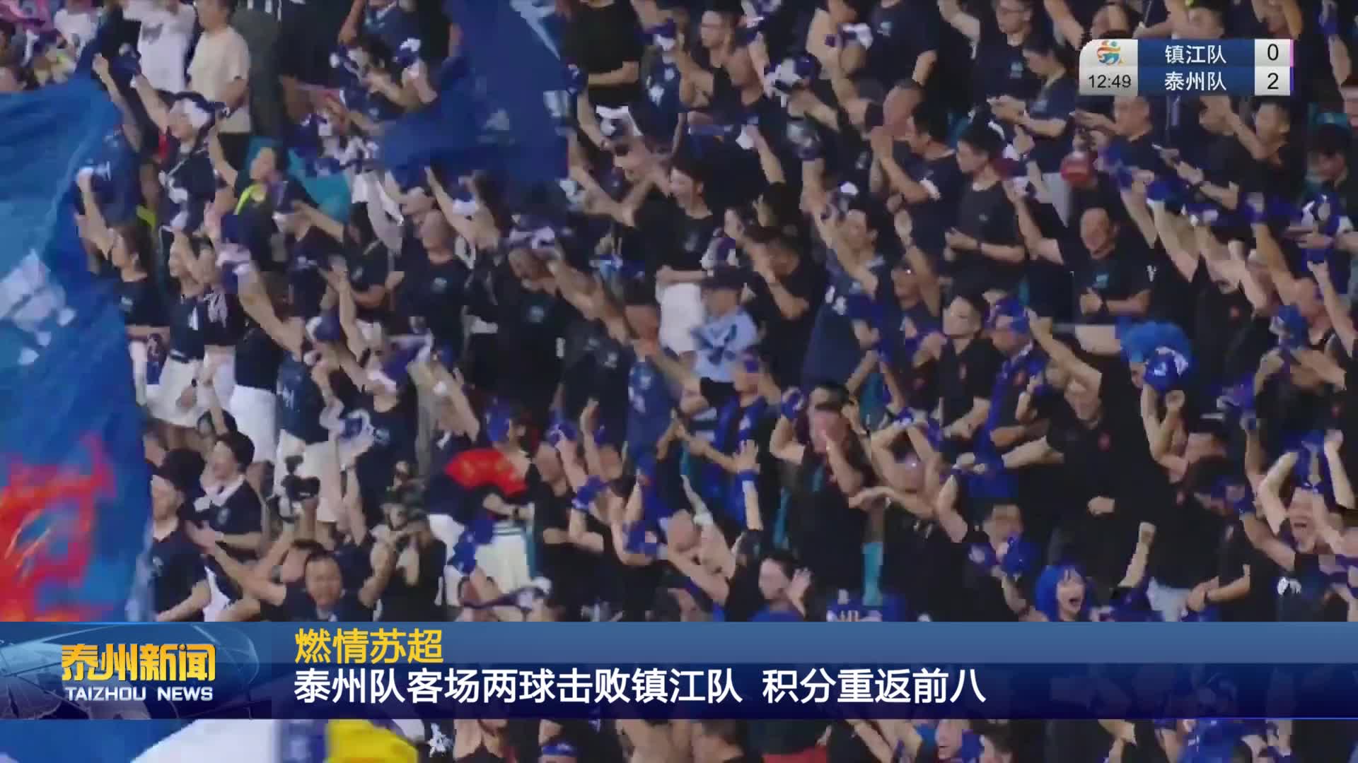 燃情苏超  泰州队客场两球击败镇江队 积分重返前八